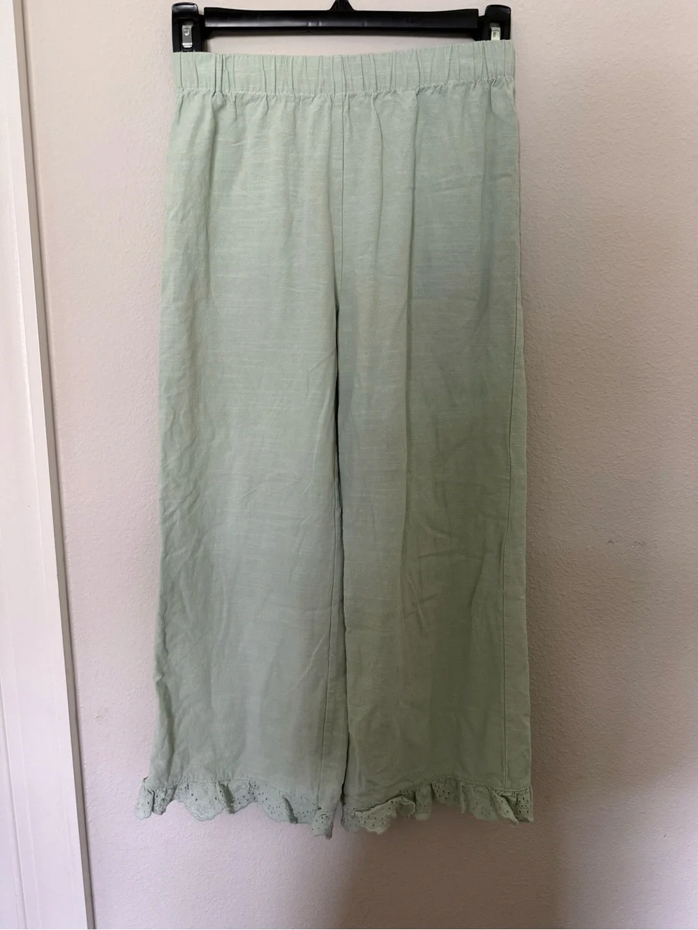 Tahari Kids Light Mint Wide-Leg Pants with Lace Hem
